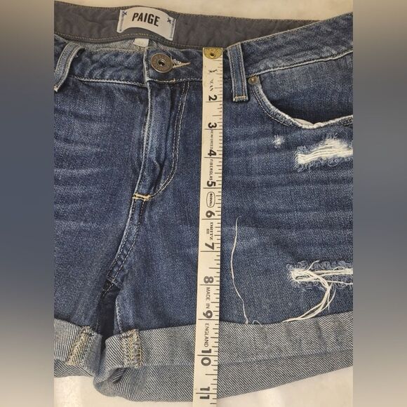 Paige Jimmy Jimmy Distressed Cuffed Denim Short Size 27 - Picture 5 of 15